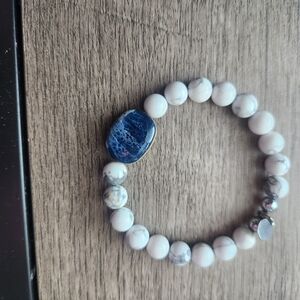 White and Blue Beaded Bracelet